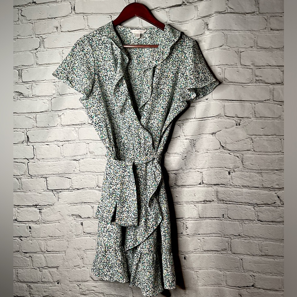 LC Lauren Conrad White and Green Mini Dress